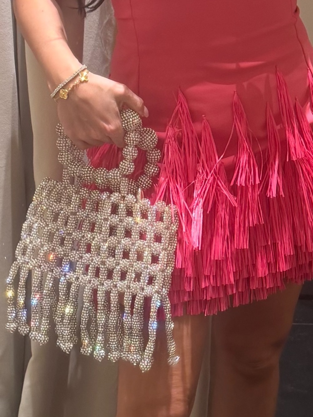 cult gaia crystal fringe wristlet